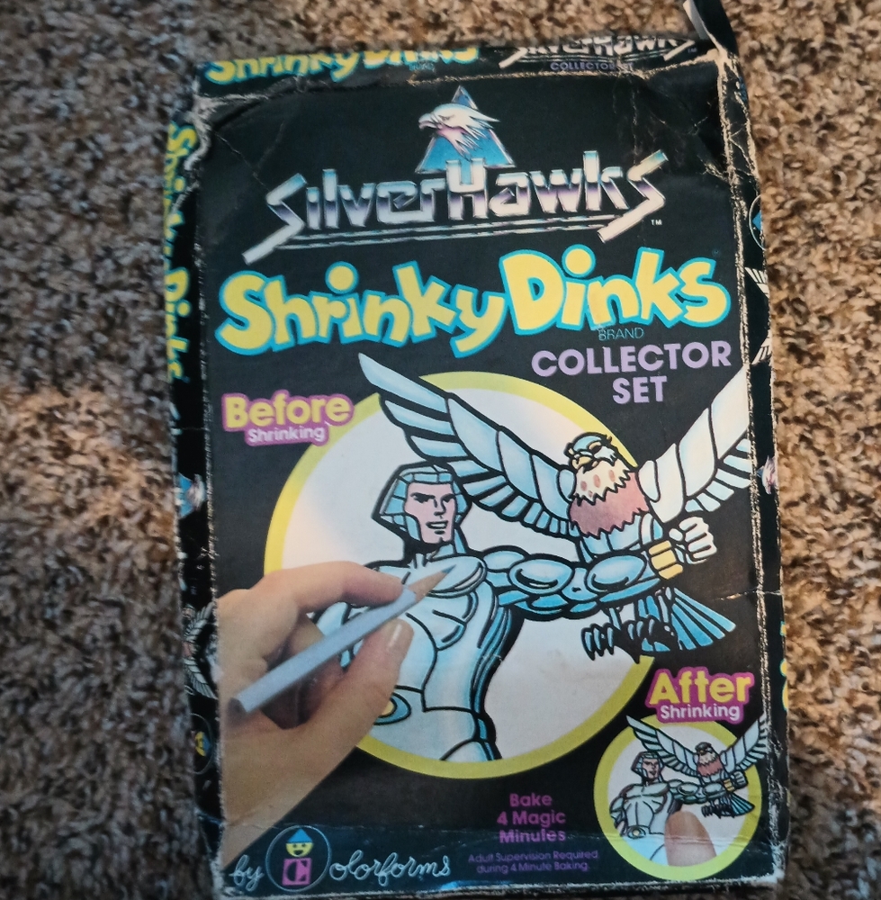 Vintage 1986 Silver shrinky dink set. Complete